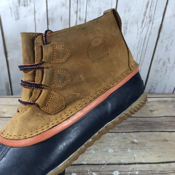 Sorel Out N About Ankle Duck Rain Boots Womens Size 10 Leather LaceUp Waterproof - Picture 9 of 12